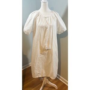 Emilia Elliott White Smocked Eyelet Cotton Peasant Dress L‎ Napgown Cottagecore